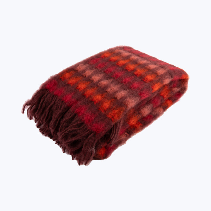 Mohair Plaid Throw Red