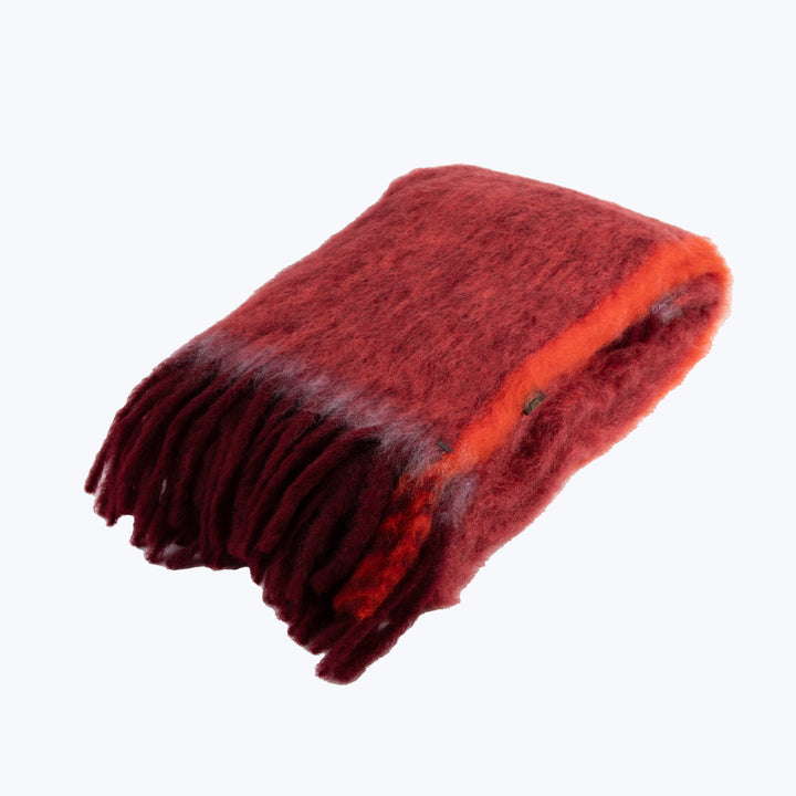 Mohair Twist Frame Throw Coral