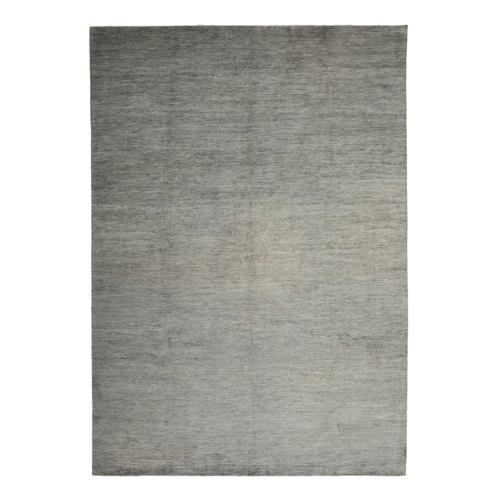 Grey Textured Silk Wool Blend Rug - 9'11" x 13'11"