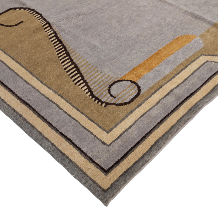 Brown Transitional Wool Rug - 9'1" x 11'10"