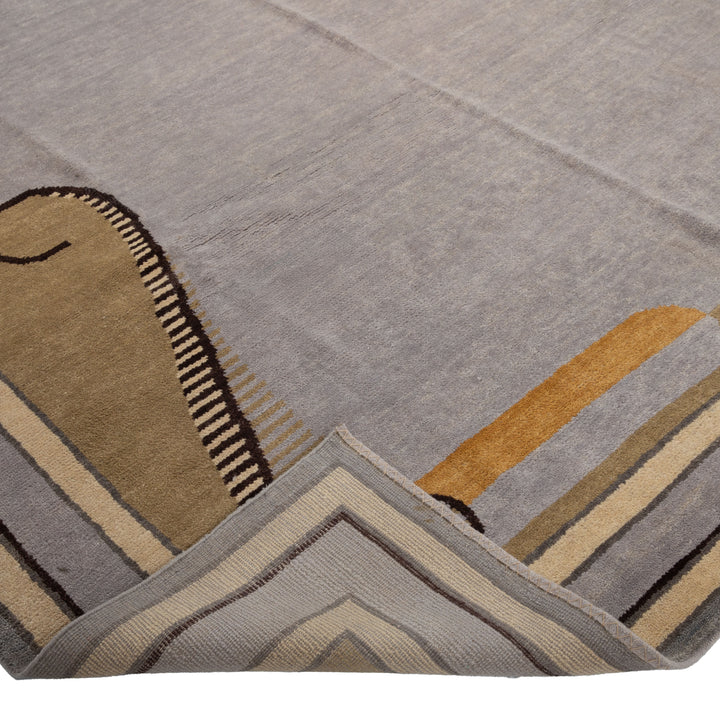 Brown Transitional Wool Rug - 9'1" x 11'10"