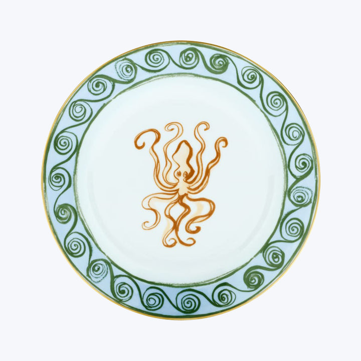 Il Viaggio di Nettuno Flat Dessert Plate Brown & Light Blue