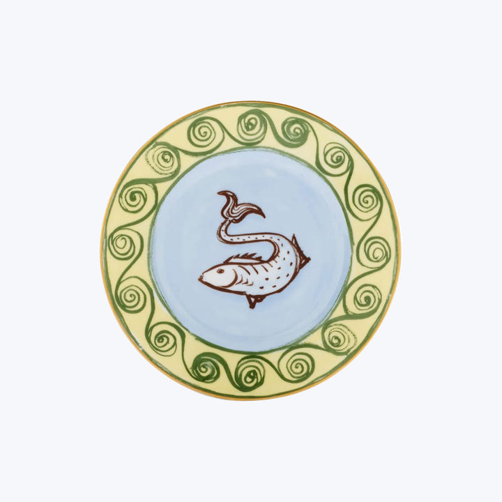 Il Viaggio di Nettuno Bread Plate Light Blue & Yellow