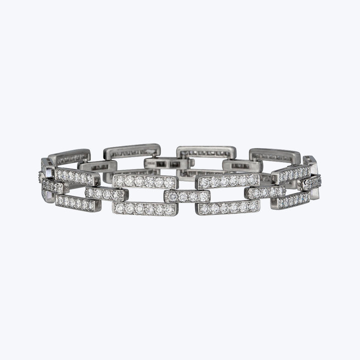 1990s Platinum Diamond Link Bracelet