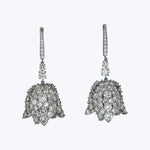 Platinum Diamond Flower Dangle Earrings