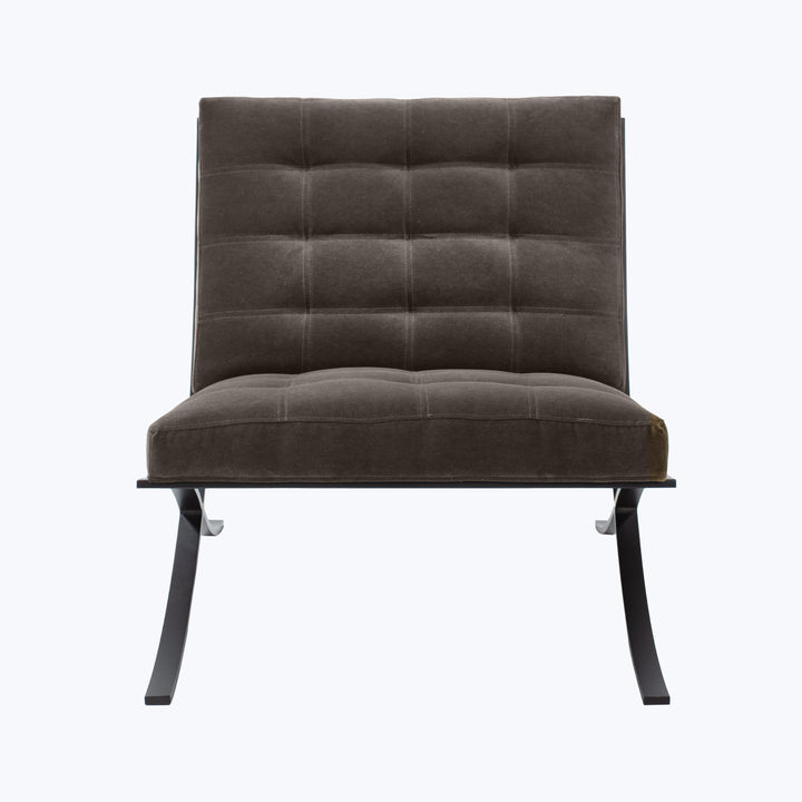 Cross Frame Chair Banks, Performance Velvet / Mink