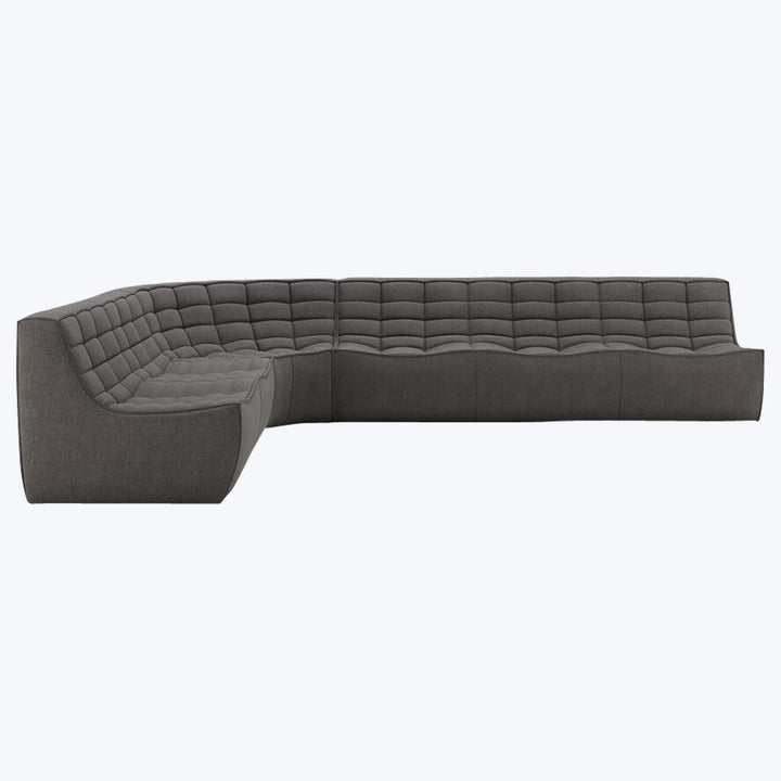 N701 Modular Round-Corner Sectional Left Facing / 6-Seater / Dark Grey