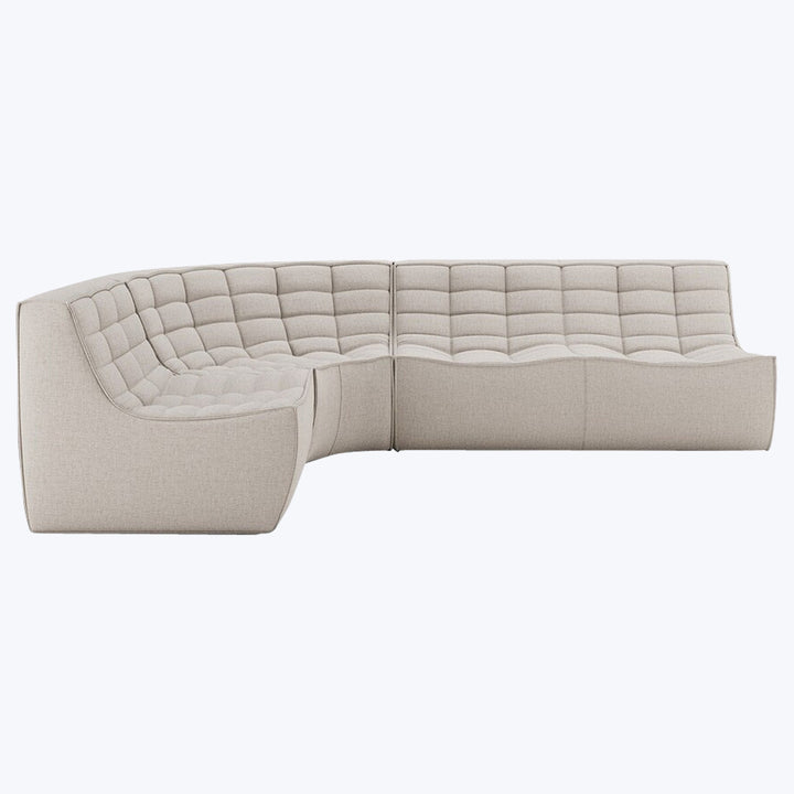 N701 Modular Round-Corner Sectional Left Facing / 4-Seater / Beige