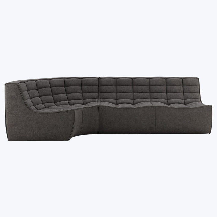 N701 Modular Round-Corner Sectional Left Facing / 3-Seater / Dark Grey
