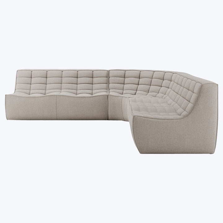 N701 Modular Round-Corner Sectional Right Facing / Symmetrical 5-Seater / Ecru Eco