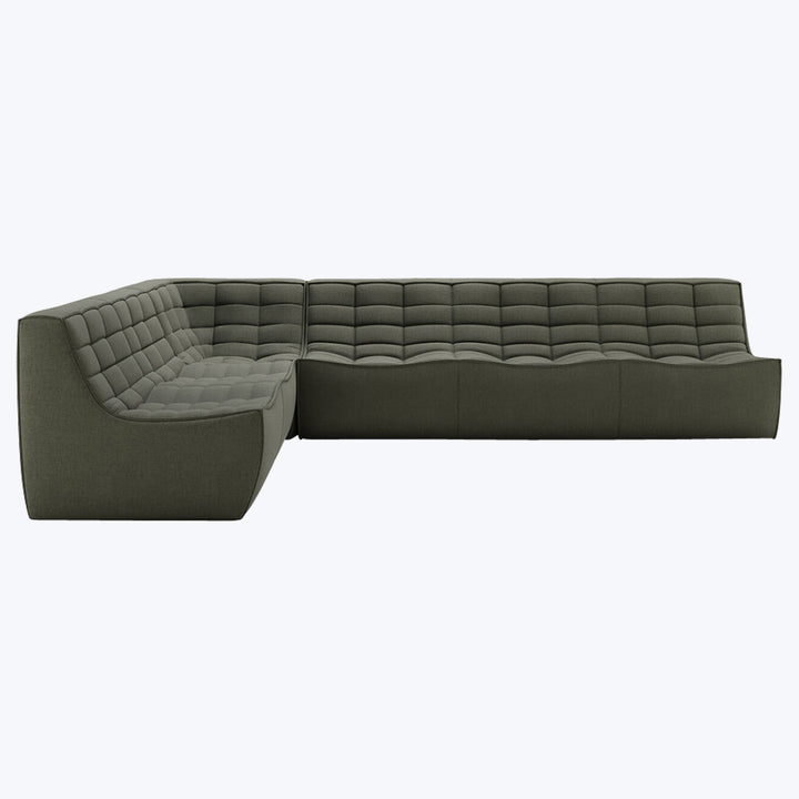 N701 Modular Square-Corner Sectional Left Facing / 6-Seater / Moss Eco