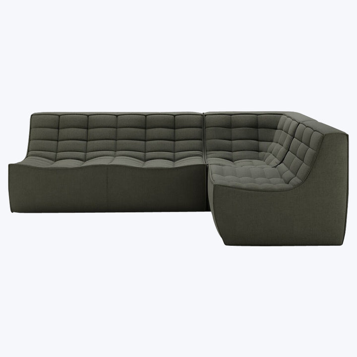 N701 Modular Square-Corner Sectional Right Facing / 4-Seater / Moss Eco