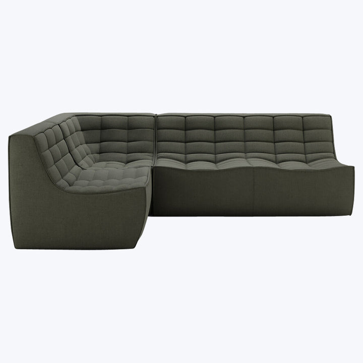 N701 Modular Square-Corner Sectional Left Facing / 4-Seater / Moss Eco