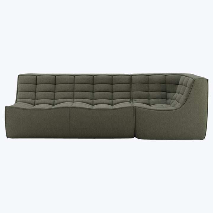 N701 Modular Square-Corner Sectional Right Facing / 3-Seater / Moss Eco