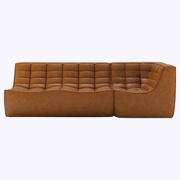 N701 Modular Leather Square-Corner Sectional Right Facing / 3-Seater / Old Saddle