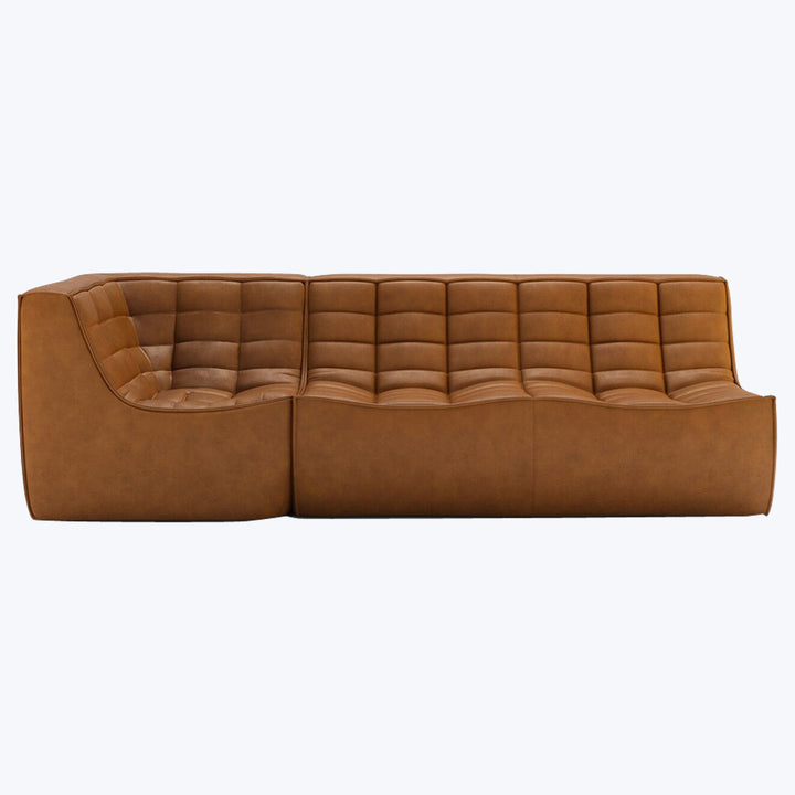 N701 Modular Leather Square-Corner Sectional Left Facing / 3-Seater / Old Saddle