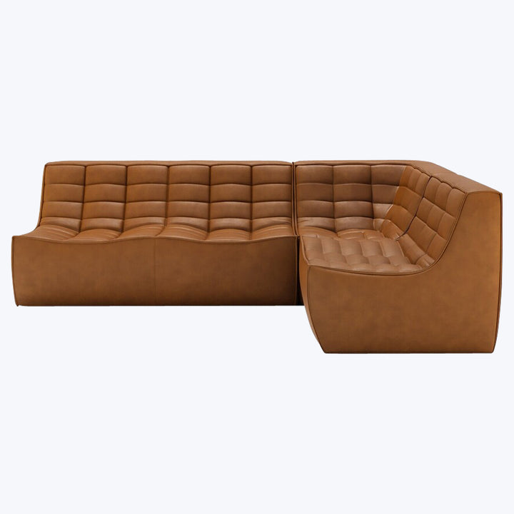 N701 Modular Leather Square-Corner Sectional Right Facing / 4-Seater / Old Saddle