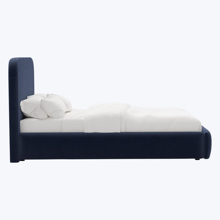 Emme Tall Platform Bed Twin / Titan Performance Velvet Ocean