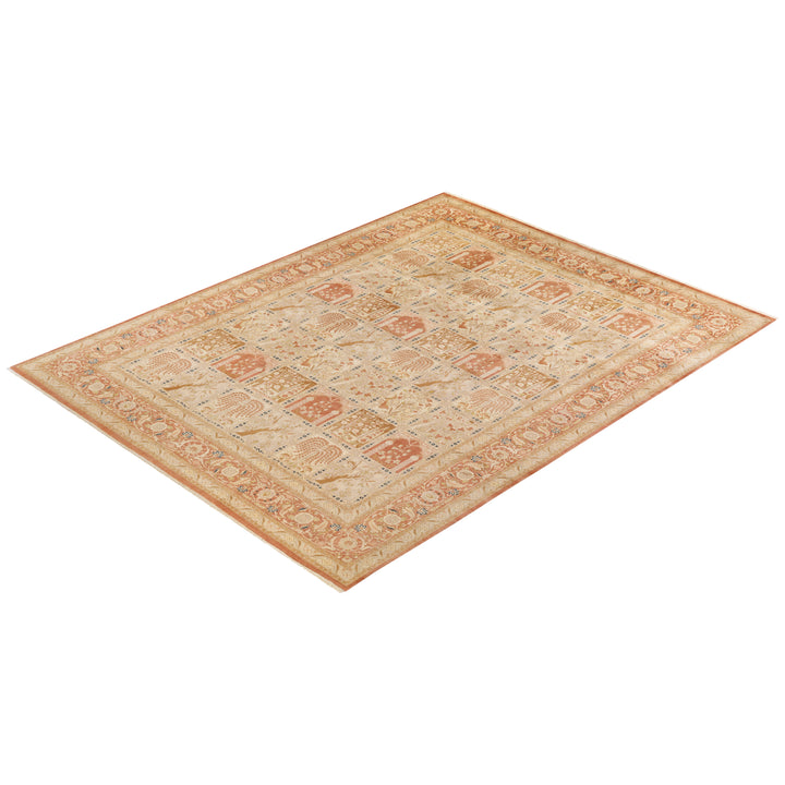 Pink Traditional Mogul Wool Rug - 10'5" x 13'6"
