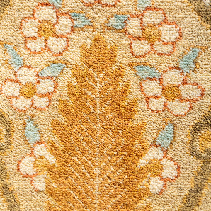 Yellow Traditional Mogul Wool Rug - 9'1" x 12'8"