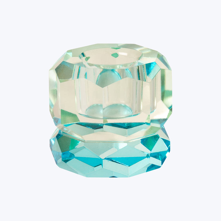 Two-Tone Crystal Candle Holder blue/light mint