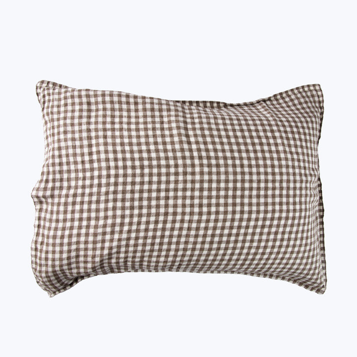 Linen Gingham Lumbar Pillow