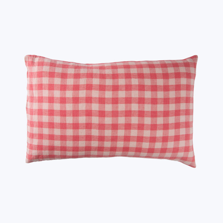 Linen Gingham Lumbar Pillow