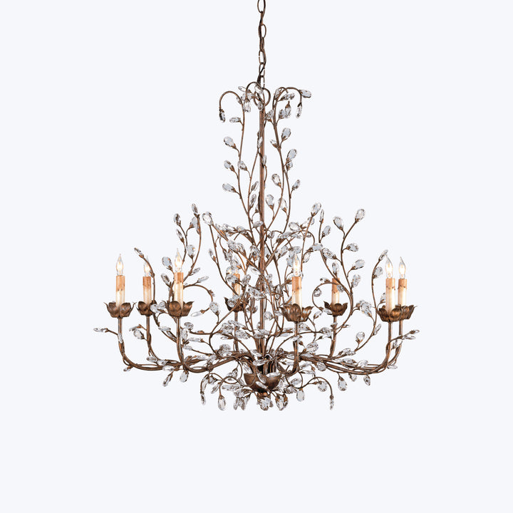 Crystal Bud Chandelier Gold