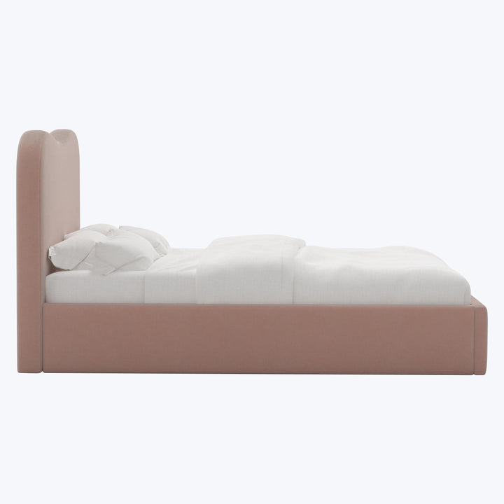 Hayes Platform Bed King / Performance Velvet Pink Champagne