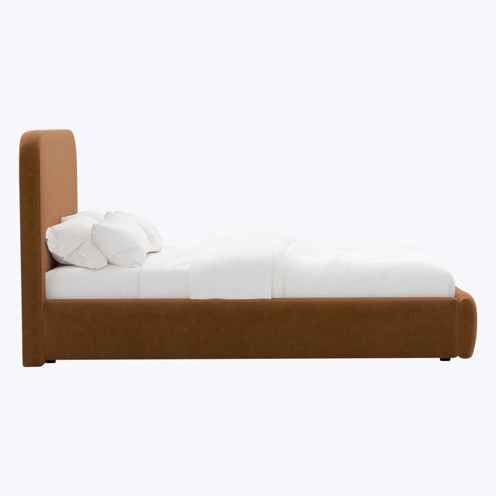 Emme Tall Platform Bed Twin / Performance Velvet Copper