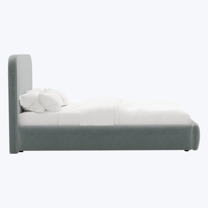 Emme Tall Platform Bed Twin / Performance Velvet Lichen