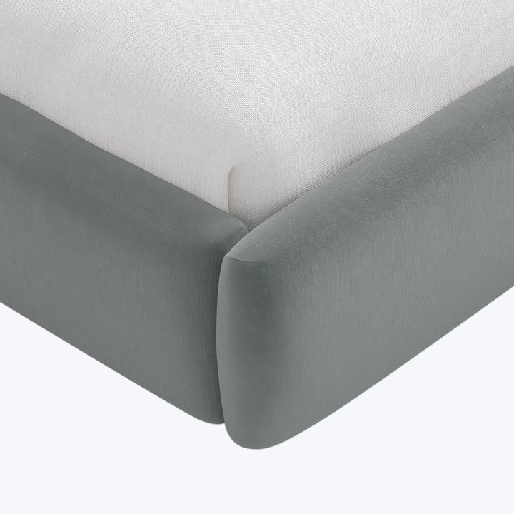 Emme Tall Platform Bed Twin / Performance Velvet Lichen