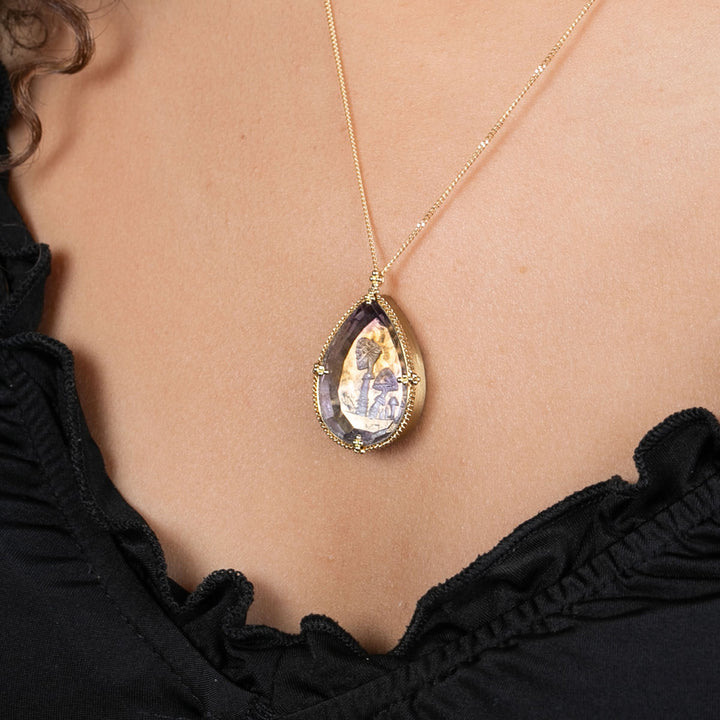 One of a Kind Ametrine Mushroom Scene Necklace