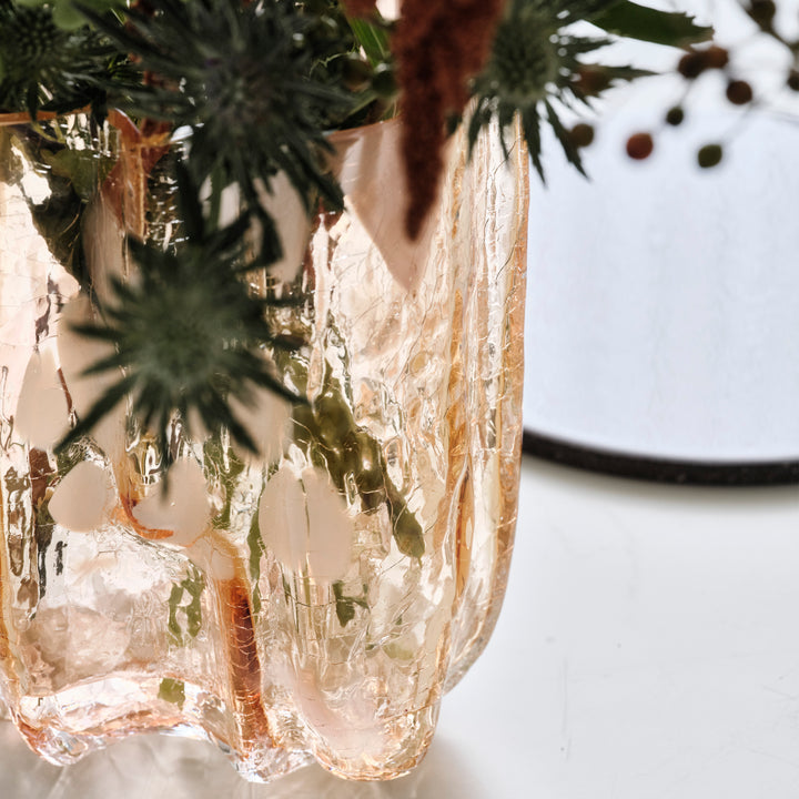 Crackle Vase Amber/Flamingo / Tall