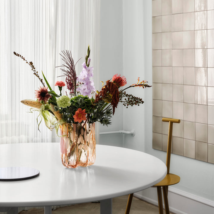 Crackle Vase Amber/Flamingo / Tall