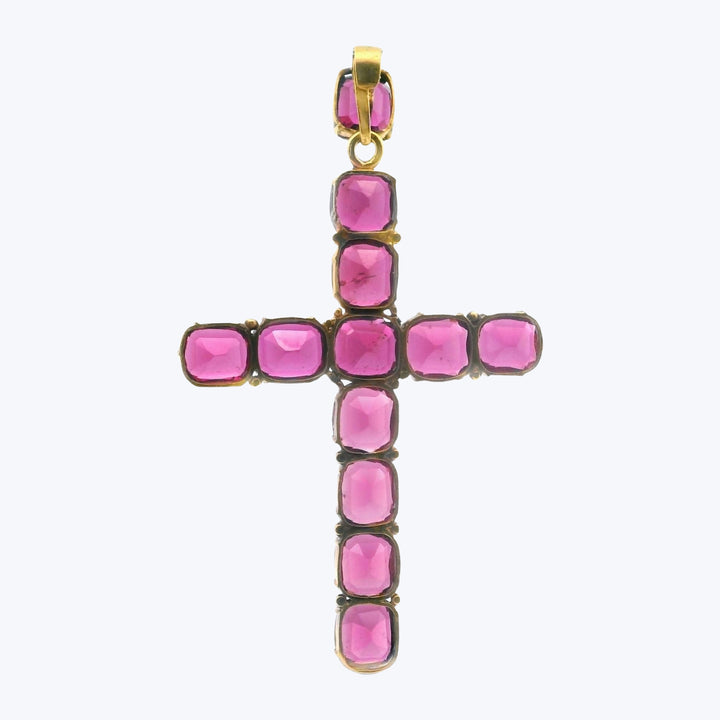 Victorian Gold Garnet Cross Pendant
