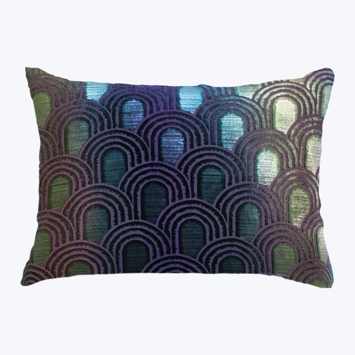 Endless Velvet Lumbar Pillow Peacock 14" x 20"