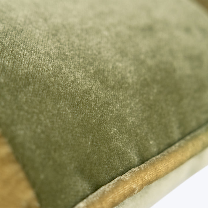 Banded High Performance Velvet Lumbar Pillow Scallion