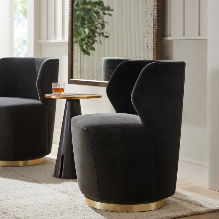 Poppy Swivel Chair Midnight Performance Velvet