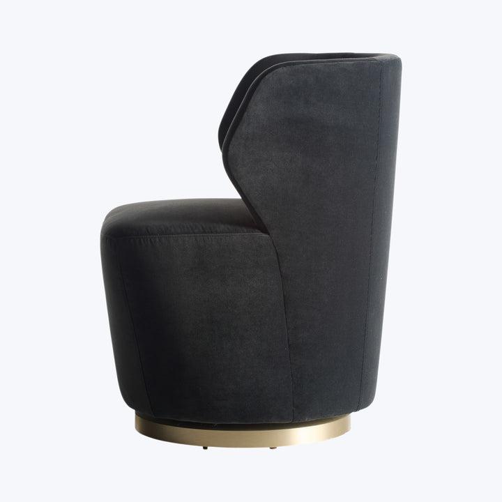 Poppy Swivel Chair Midnight Performance Velvet