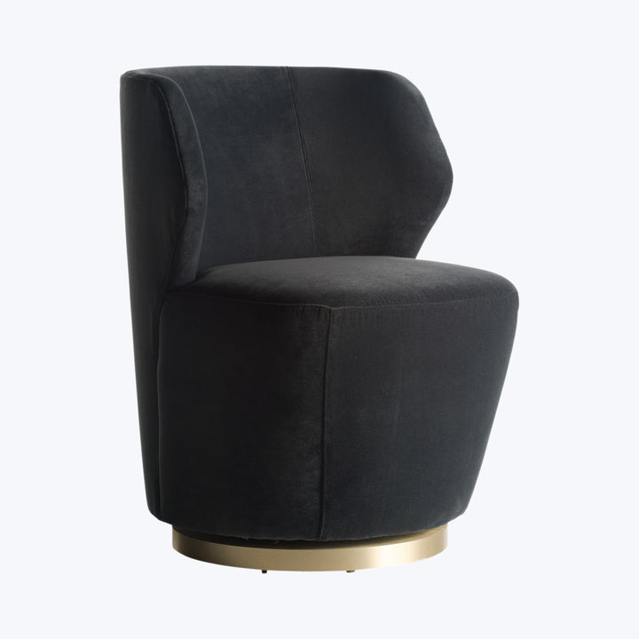 Poppy Swivel Chair Midnight Performance Velvet
