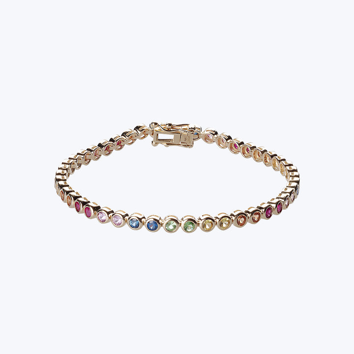 Rainbow Sapphire Bezel Tennis Bracelet (S)