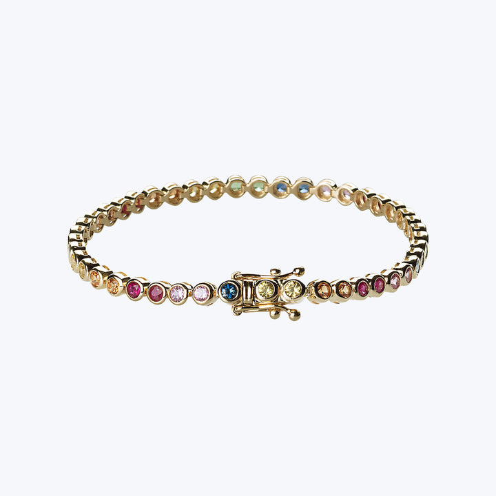 Rainbow Sapphire Bezel Tennis Bracelet (S)