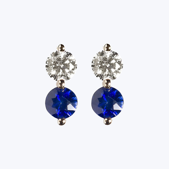 Diamond + Blue Sapphire Doubles Studs