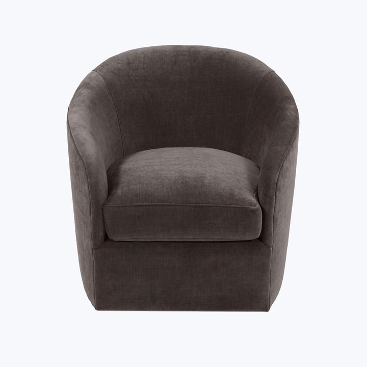 Hudson Swivel Chair Athens, Textured Velvet / Espresso