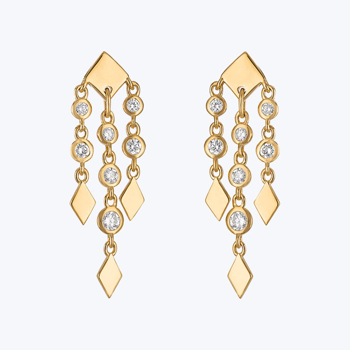 Small Shine Fringe Earrings, White Diamond