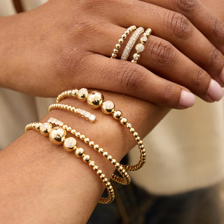 Glitter Stack Ring, Yellow Gold, Rainbow, Size 7