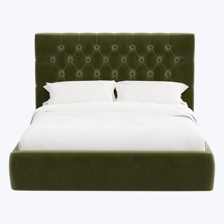 Judith Platform Bed Twin / Performance Velvet Moss