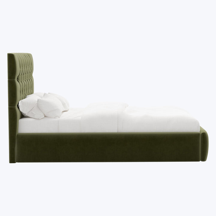 Judith Platform Bed Twin / Performance Velvet Moss