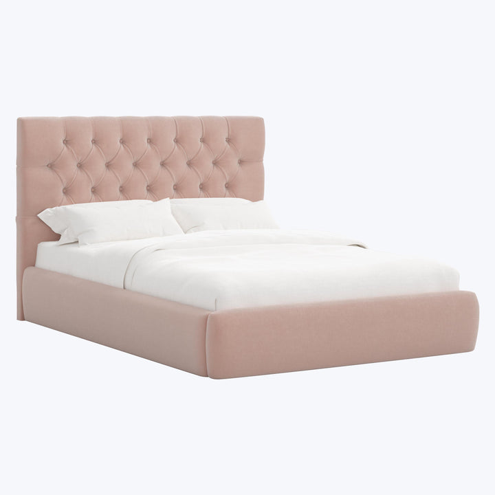 Judith Platform Bed Twin / Performance Velvet Pink Champagne